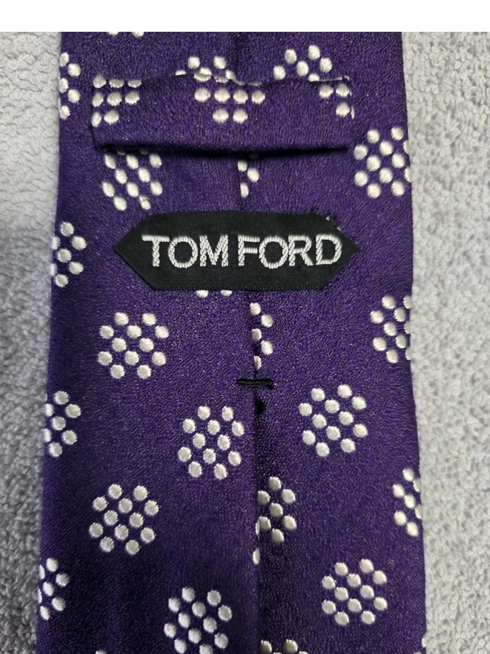 Tom Ford Purple Silk Tie with White Cluster Dots